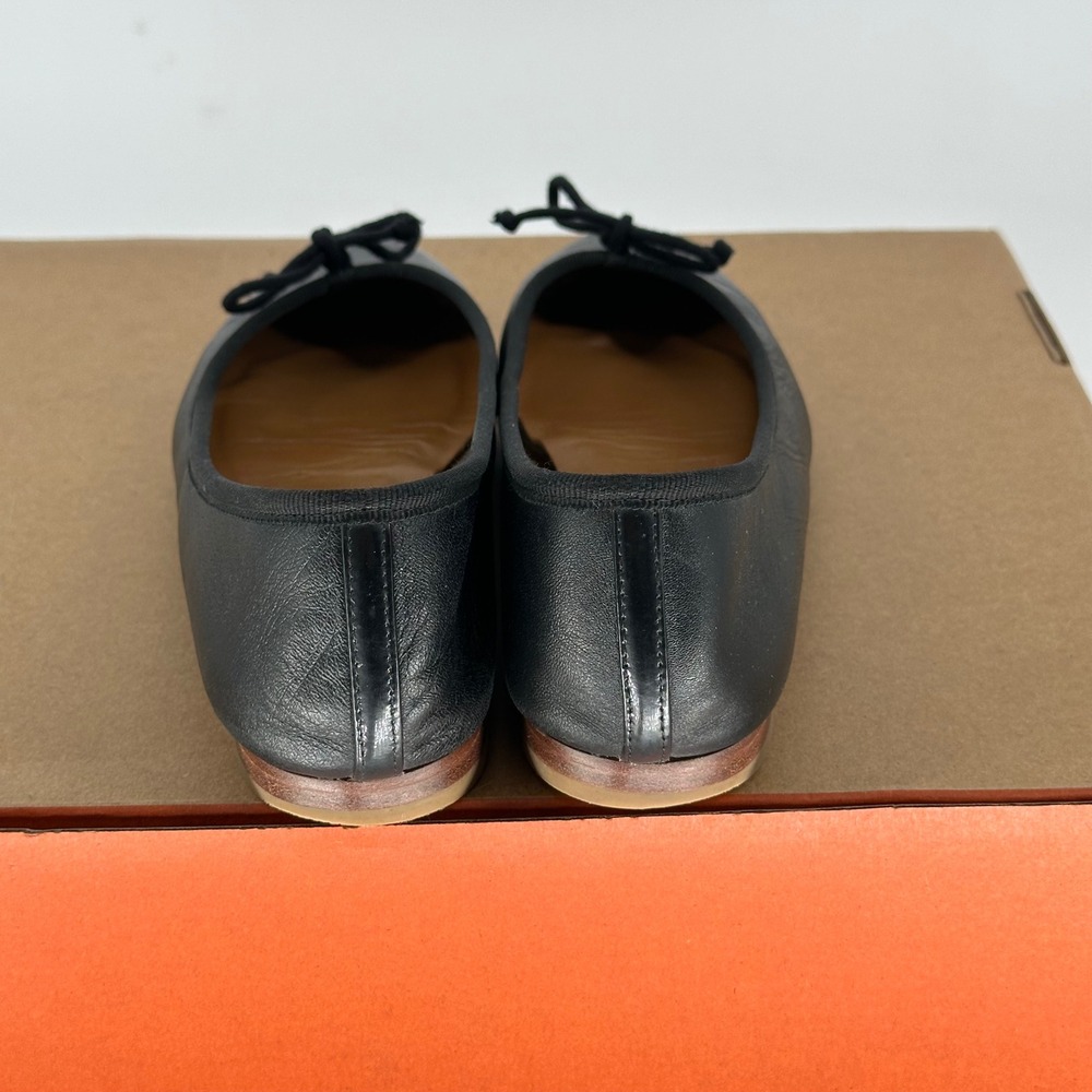 Margaux The Demi Black Nappa Leather Classic Chic Bow Ballet Flat Women's 37 N - Picture 9 of 10